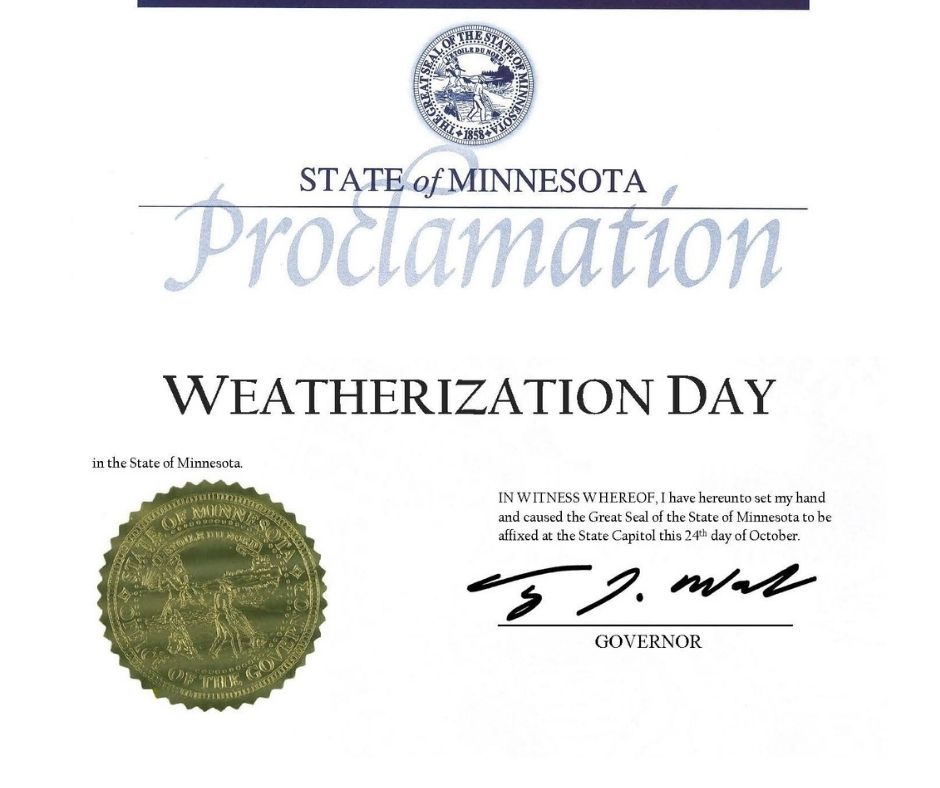 Gov. Walz Proclaims Oct. 30th Annual Weatherization Day; Celebrating 45 ...